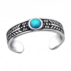 Zilveren teenring met azure