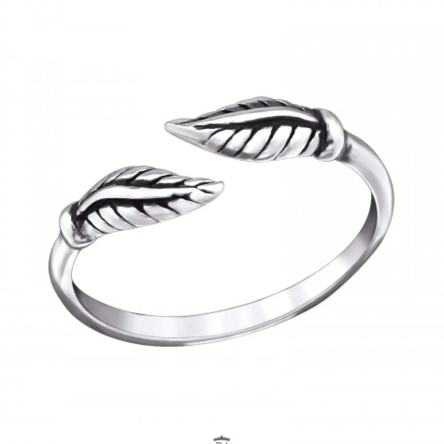 Zilveren teenring met bladeren
