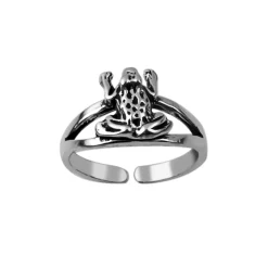 Zilveren teenring met kikker – of pad