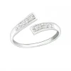 Zilveren teenring met kristallen