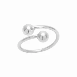 Zilveren teenring, met opening en twee bolletjes