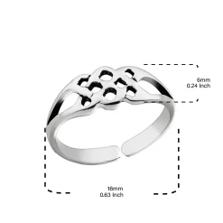 Zilveren teenring, opengewerkt gevlochten patroon