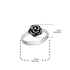 Zilveren teenring, roos