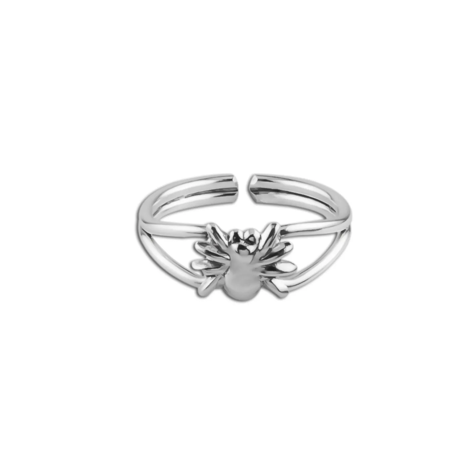 Zilveren teenring, spin