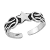Zilveren teenring, ster en geoxideerde knopen