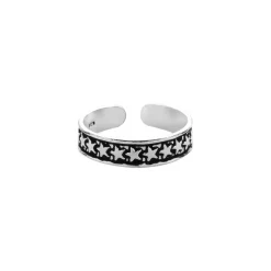 Zilveren teenring, sterretjes
