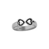 Zilveren teenring, twee hartjes