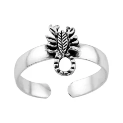 Zilveren teenring, veer met details
