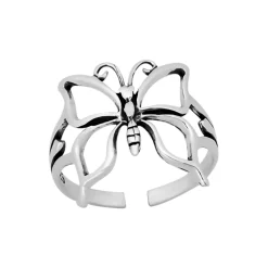 Zilveren teenring, vlinder als deel van teenring