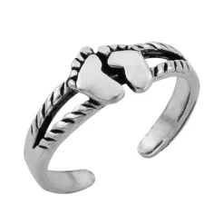 Zilveren teenring, voetjes