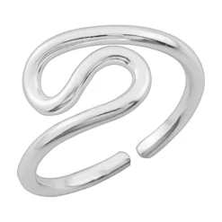 Zilveren teenring, vrije golvende vorm