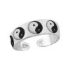 Zilveren teenring, yin en yang
