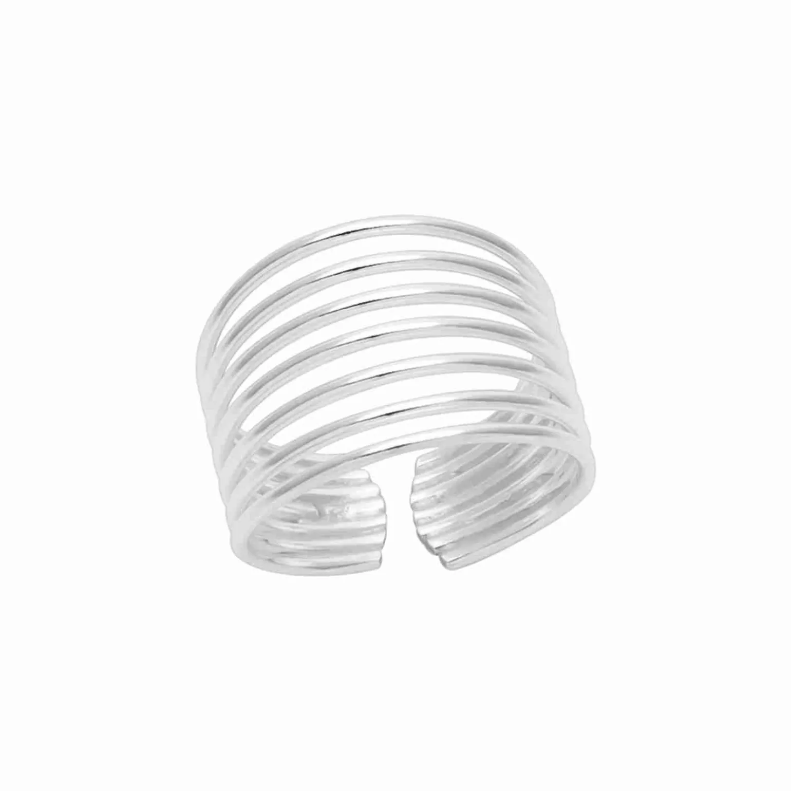 Zilveren teenring, zeven dunne banden