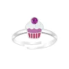 Zilveren verstelbare ring, cupcake met kristal
